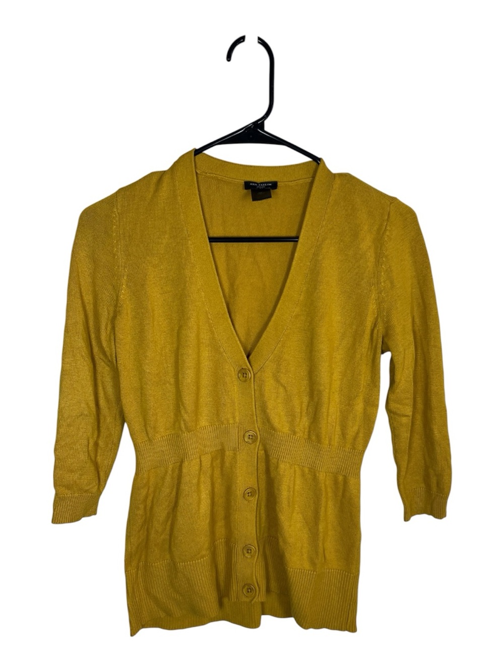 Ann Taylor Mustard Yellow V-Neck Button-Front Women's Cardigan Size Petite S